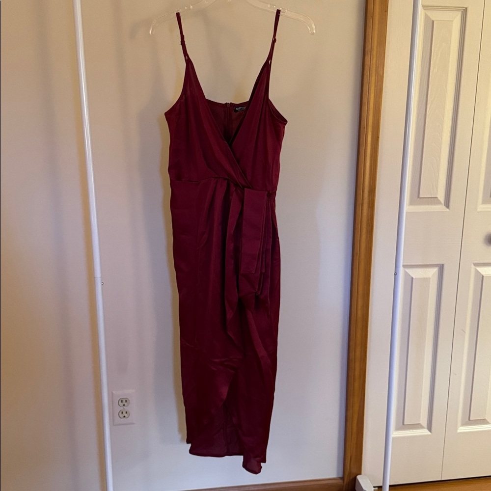 Nasty Gal Burgundy Wrap Dress